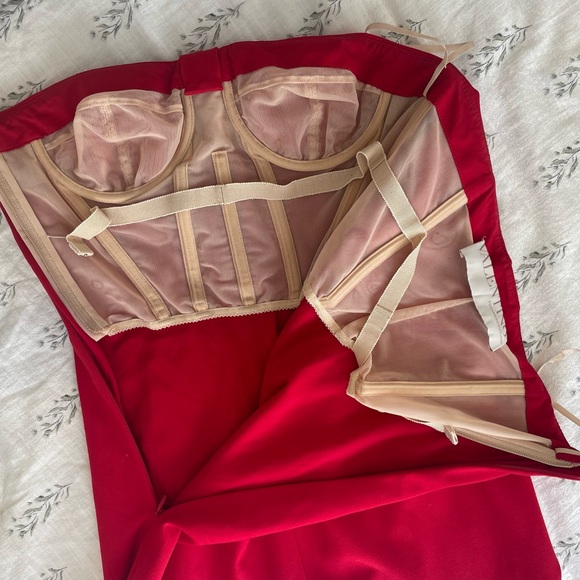 Valentino Strapless Red Mini Dress with Bow Front - Picture 2 of 3